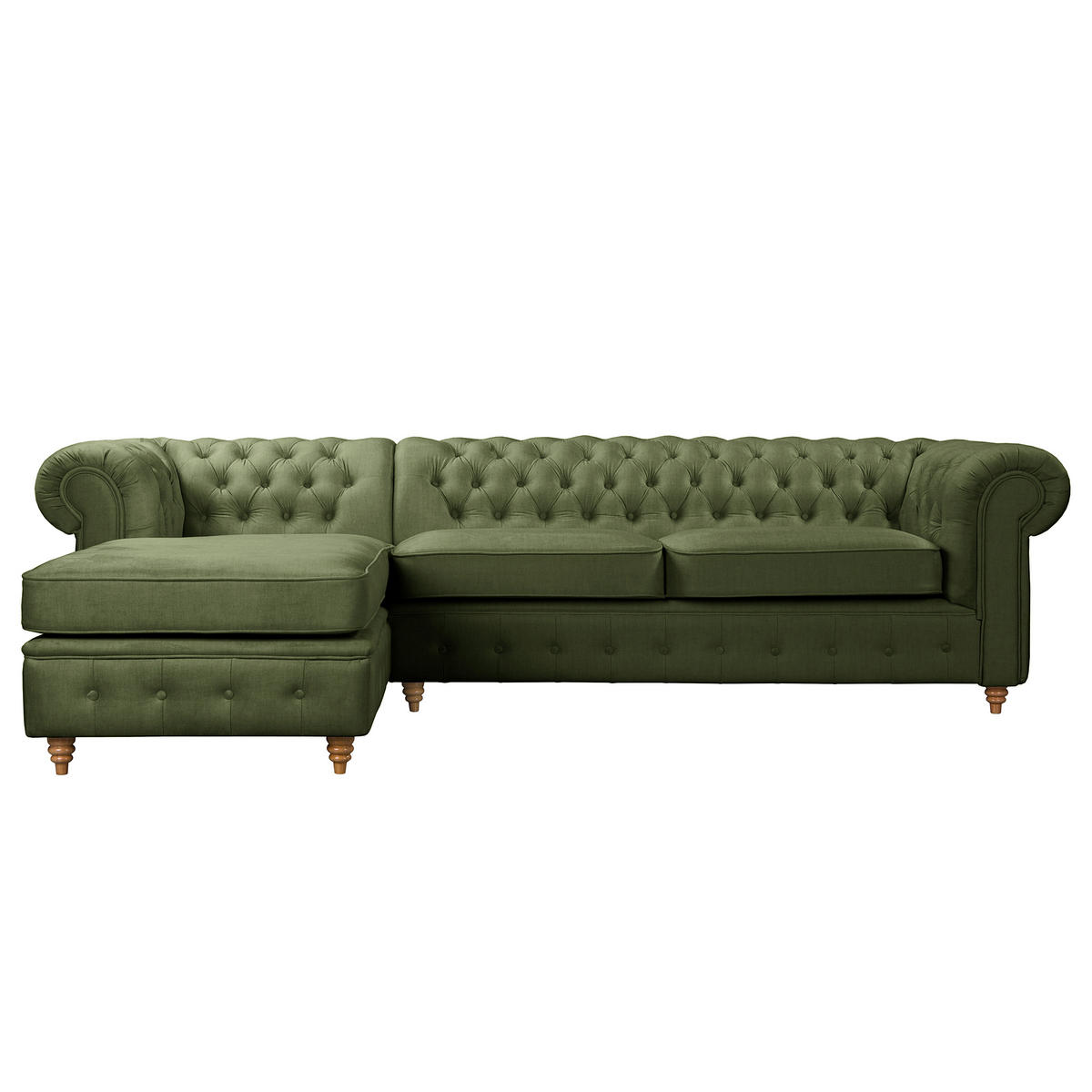 ECKSOFA Mikrofaser Dunkelgrün  - Dunkelgrün/Braun, Design, Holz/Textil (182/284cm) - P & B