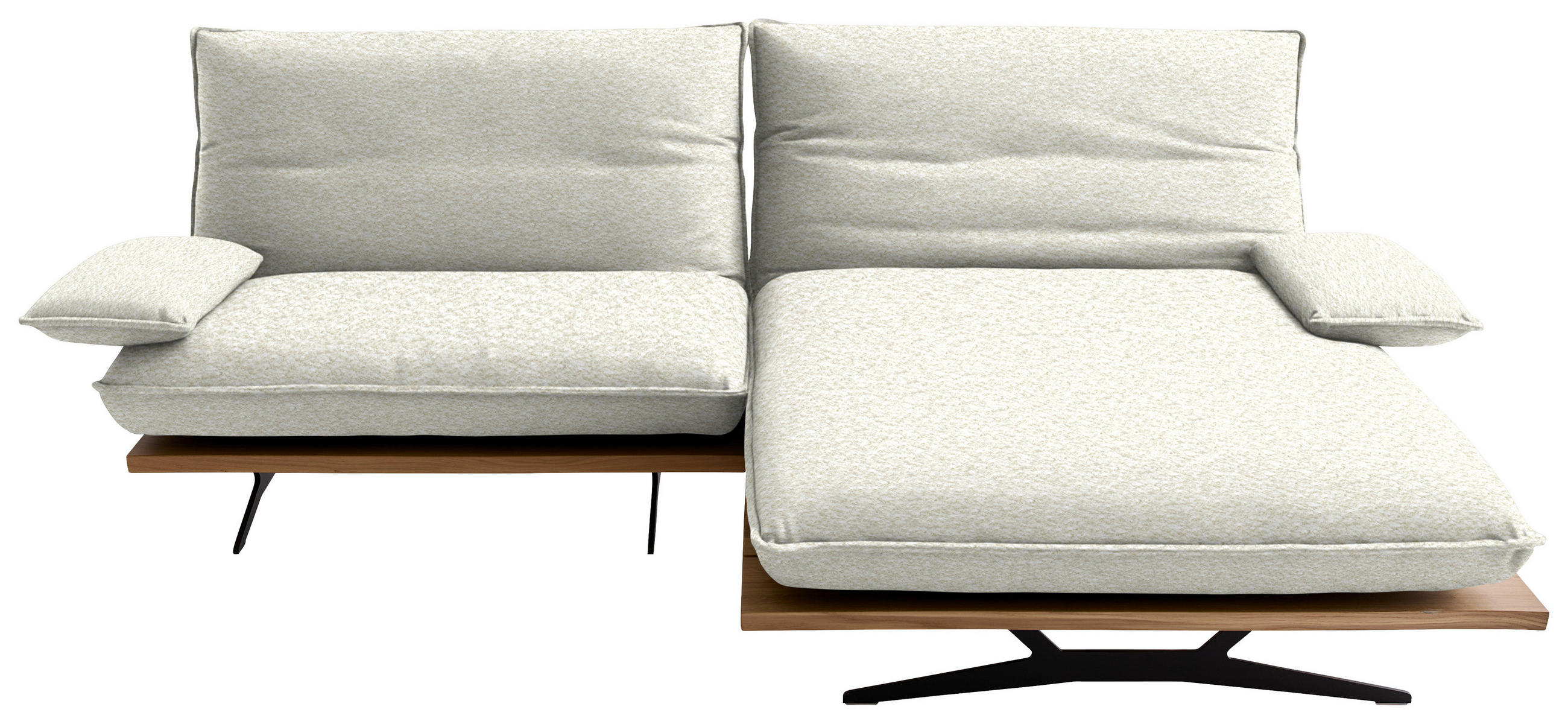 ECKSOFA Chenille, Flachgewebe Creme, Wildeiche  - Wildeiche/Creme, Design, Holz/Textil (284/161cm) - Koinor