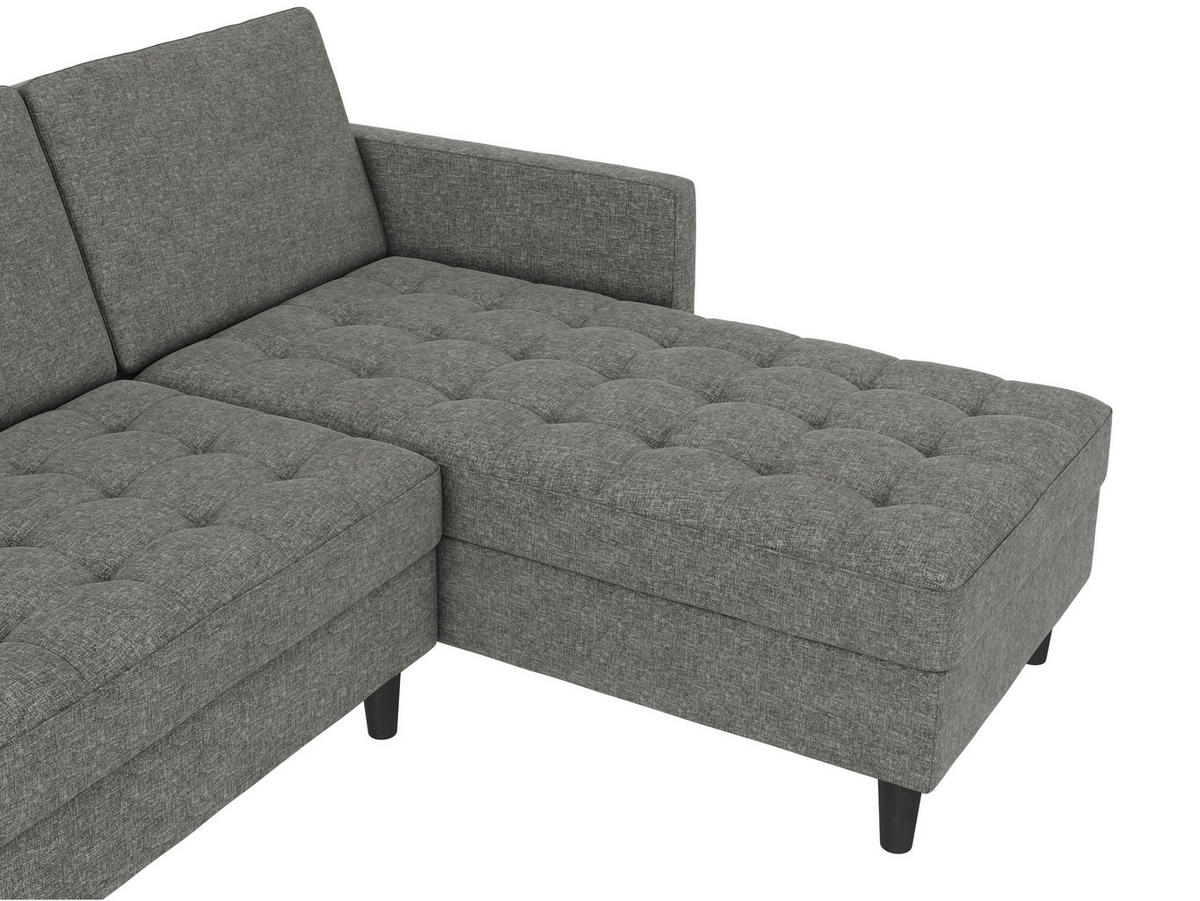 ECKSOFA PALERMO Anthrazit Webstoff, Leinenoptik Schlaffunktion, Stauraum  - Anthrazit/Schwarz, Basics, Kunststoff/Textil (213/154cm) - Livetastic