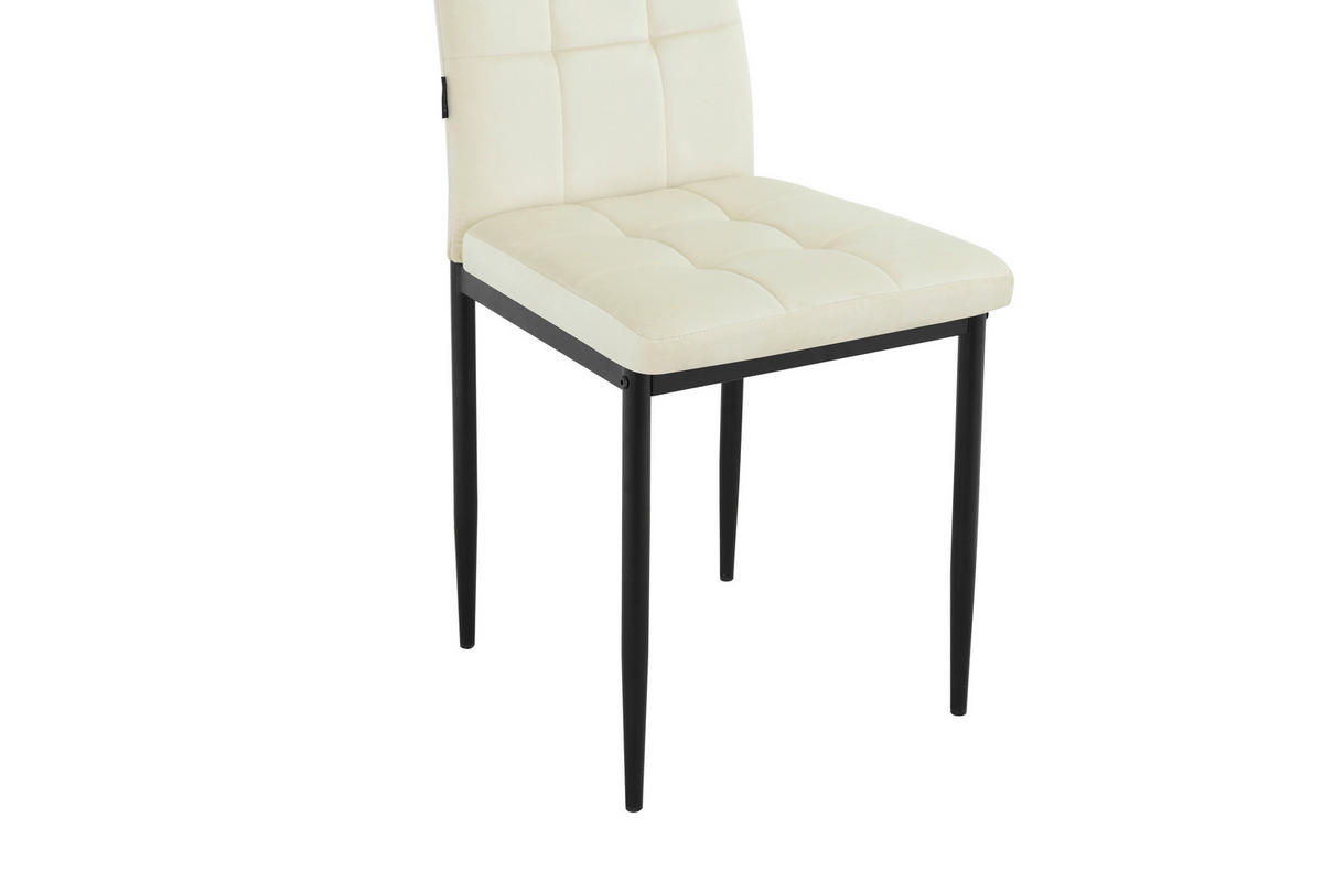 STUHL-SET Velours Creme  - Creme/Schwarz, Design, Textil/Metall (42/98/53cm) - MID.YOU