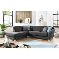 ECKSOFA in Flachgewebe Schwarz  - Schwarz/Naturfarben, Konventionell, Holz/Textil (212/257cm) - Sit & More