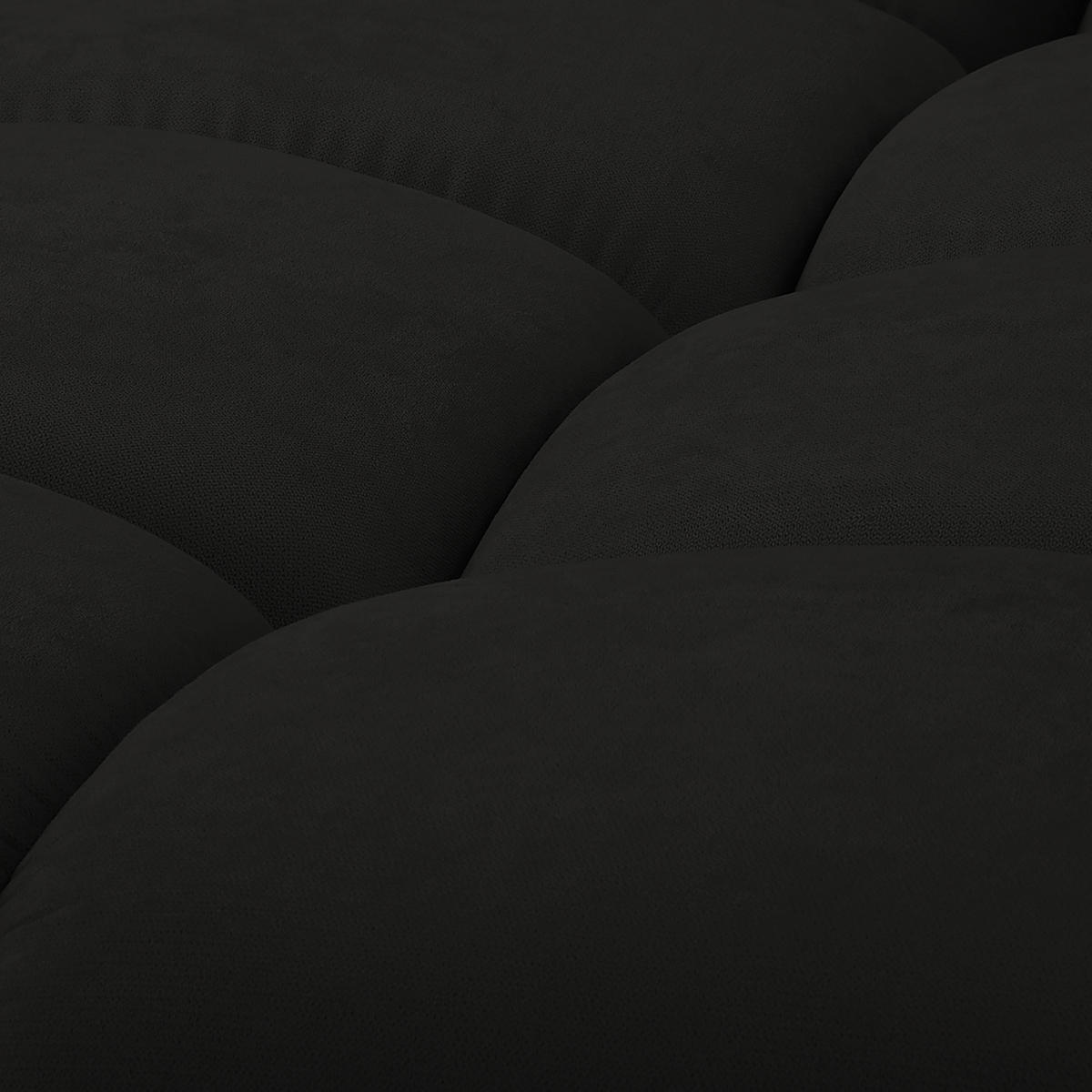 ECKSOFA in Mikrofaser Schwarz  - Silberfarben/Schwarz, Design, Textil/Metall (256/175cm) - Livetastic
