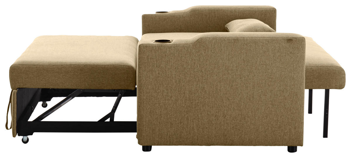 SCHLAFSOFA in Leinenoptik Khaki  - Khaki/Schwarz, Basics, Kunststoff/Textil (150/91/85cm) - P & B