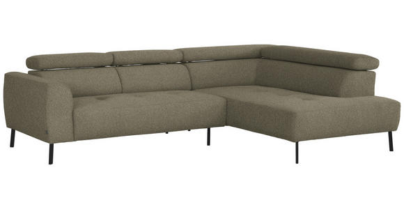 ECKSOFA in Struktur Hellbraun  280/205 cm  - Hellbraun/Schwarz, Design, Textil/Metall (280/205cm) - Xora
