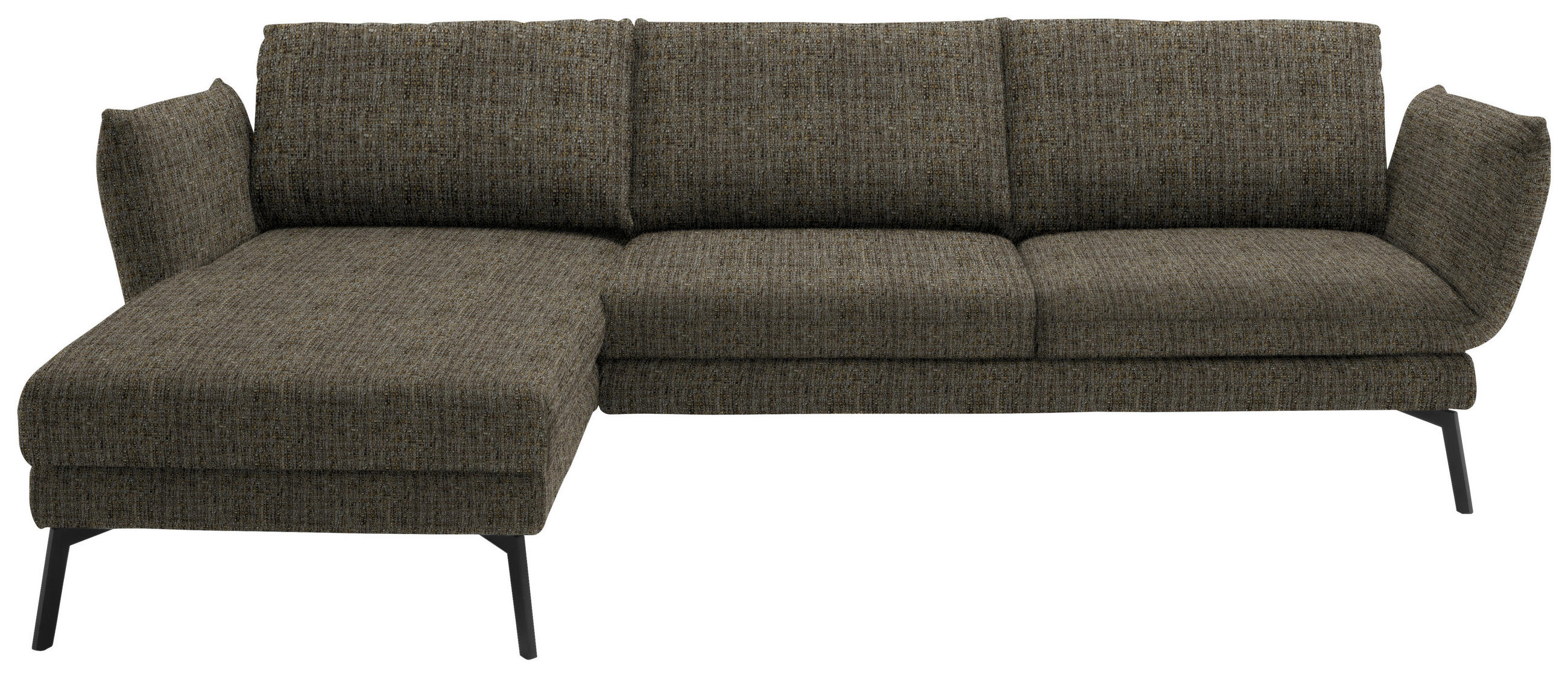 ECKSOFA in Flachgewebe Braun  175/277 cm  - Schwarz/Braun, Design, Textil/Metall (175/277cm) - Schöner Wohnen