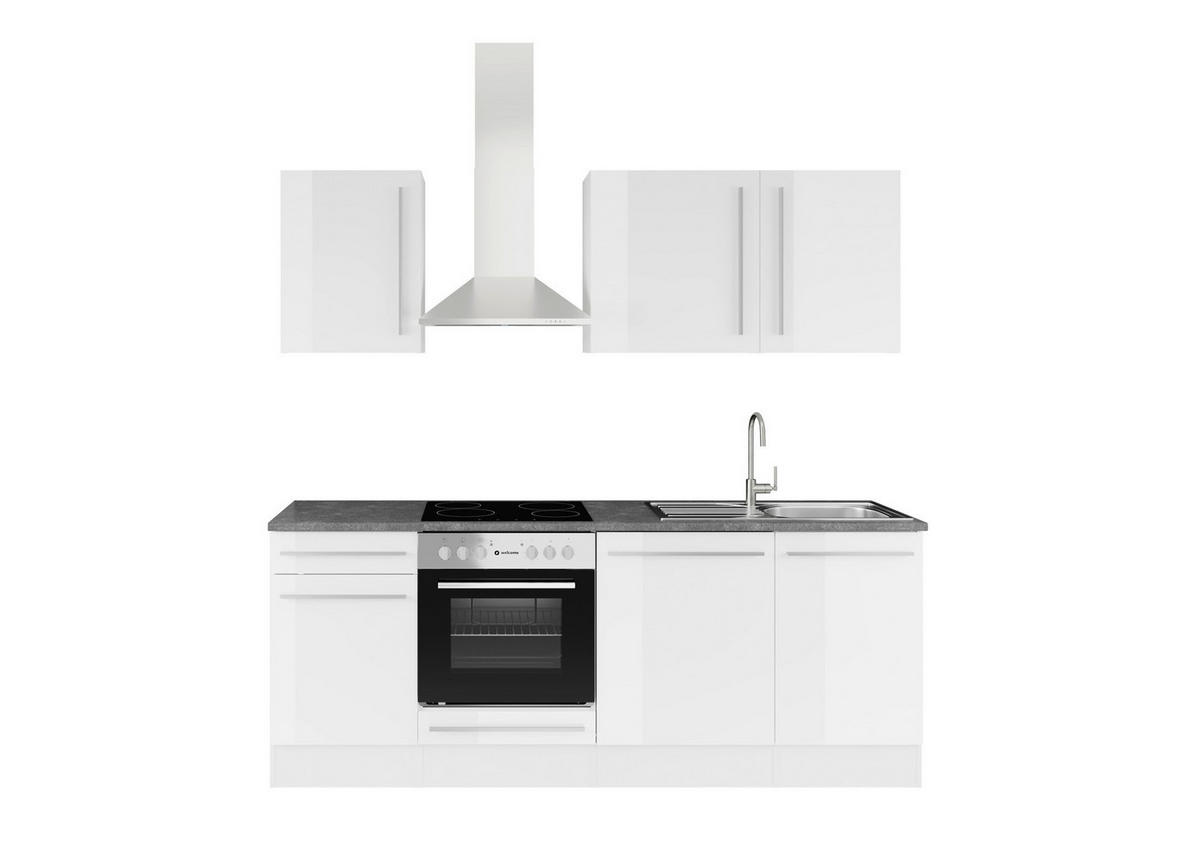 KÜCHENLEERBLOCK 220 cm  in Weiß Hochglanz  - Weiß Hochglanz/Anthrazit, LIFESTYLE, Holzwerkstoff/Kunststoff (220cm) - P & B