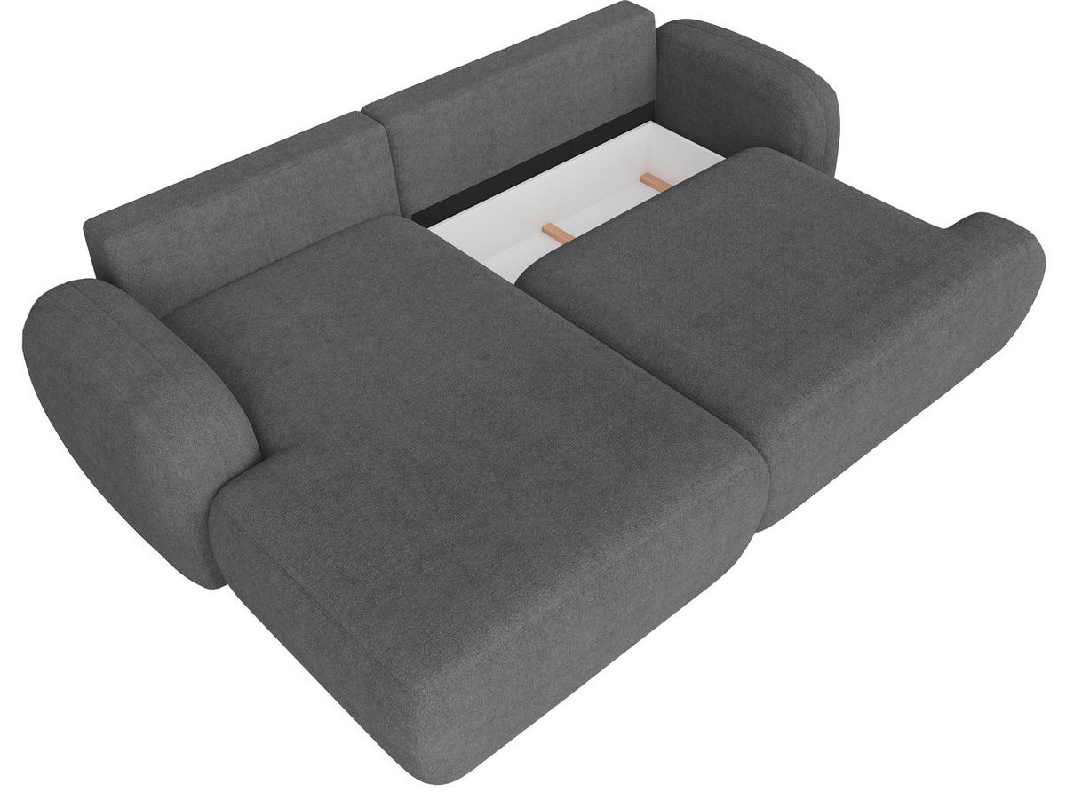 ECKSOFA Sevilla Plus in Bouclé Dunkelgrau  275/175 cm  - Dunkelgrau/Schwarz, Design, Kunststoff/Textil (275/175cm) - MID.YOU