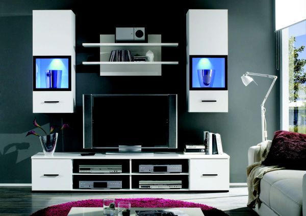 ANSAMBLU MOBILIER CAMERA DE Z in alb  - alb/negru, Design, plastic/sticlă (200/185/45cm) - MID.YOU