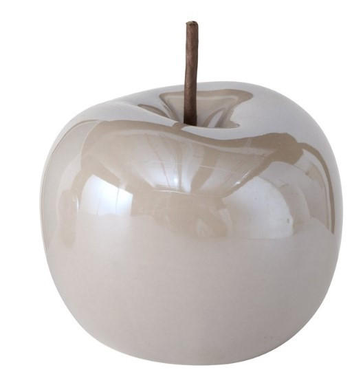 DEKORATIONSÄPPLE - beige/svart, Basics, keramik (8,8cm) - Ambia Home