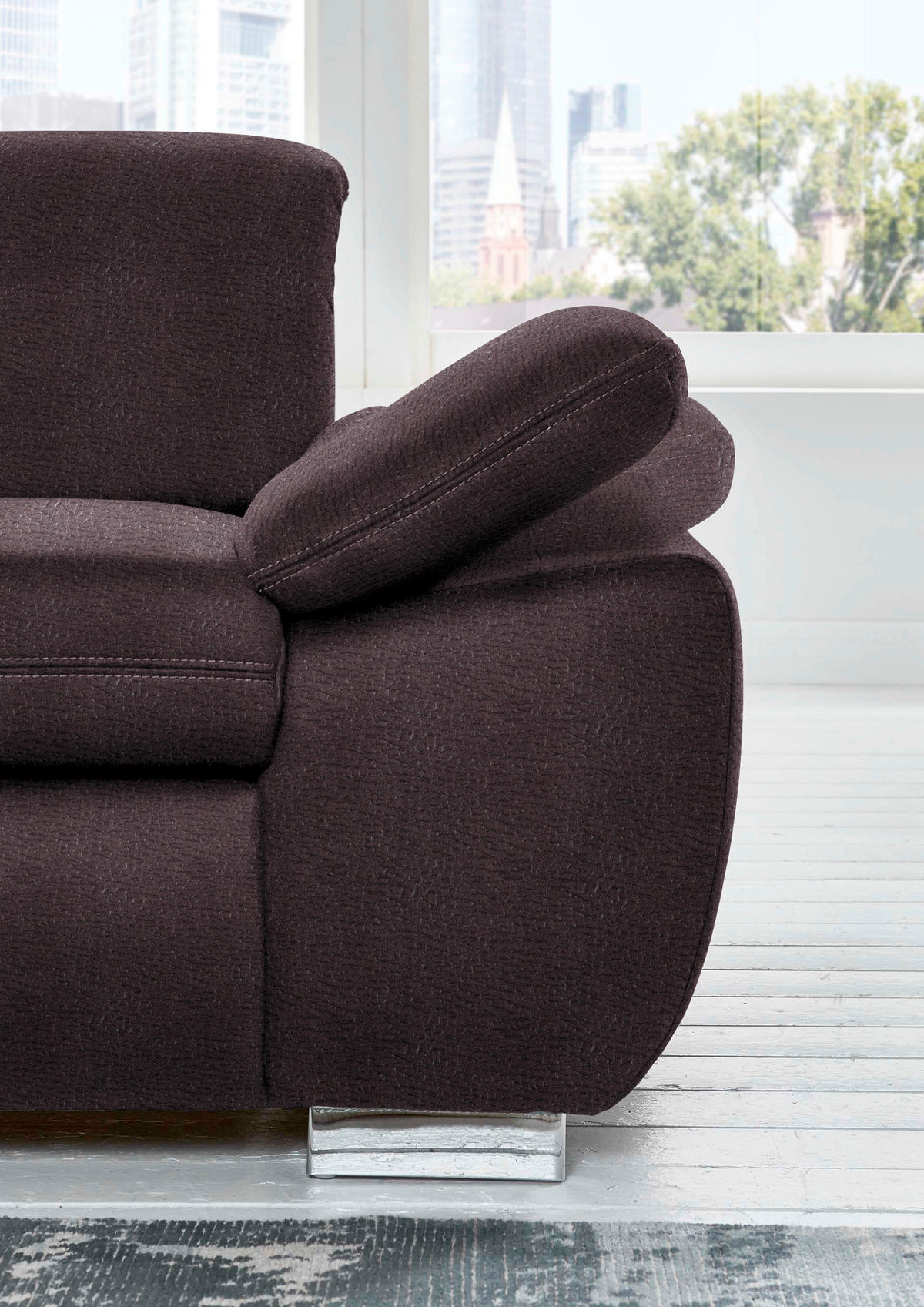 ECKSOFA in Mikrofaser Dunkelbraun  260/318 cm  - Dunkelbraun/Silberfarben, Design, Textil/Metall (260/318cm) - Beldomo Speed