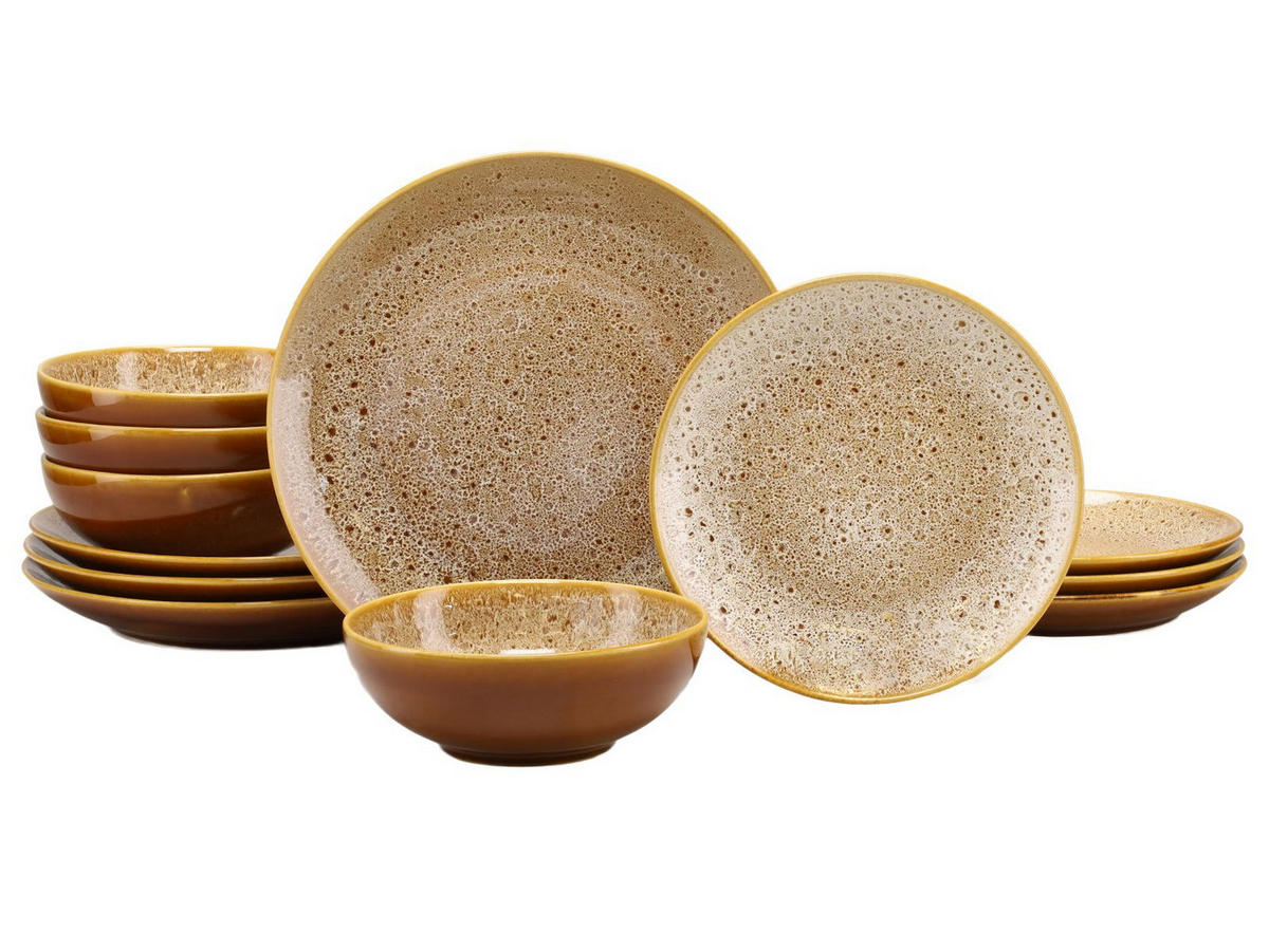 TAFELSERVICE Cognac 12-teilig  - Cognac, Keramik - Creatable