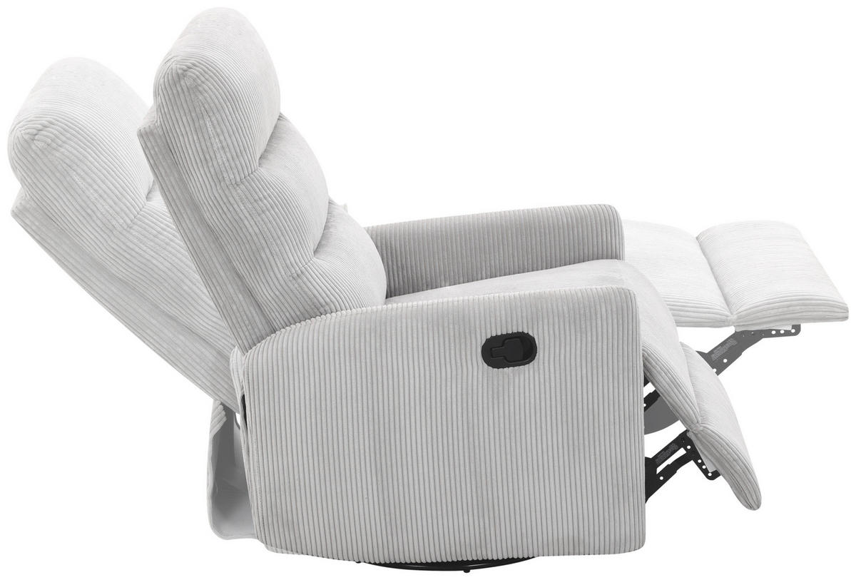 RELAXSESSEL Cord Relaxfunktion    - Hellgrau/Schwarz, Design, Textil/Metall (78/107/95cm) - Carryhome