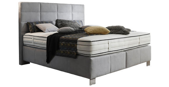 BOXSPRINGBETT 180/200 cm  in Hellgrau  - Hellgrau/Alufarben, KONVENTIONELL, Textil/Metall (180/200cm) - Dieter Knoll