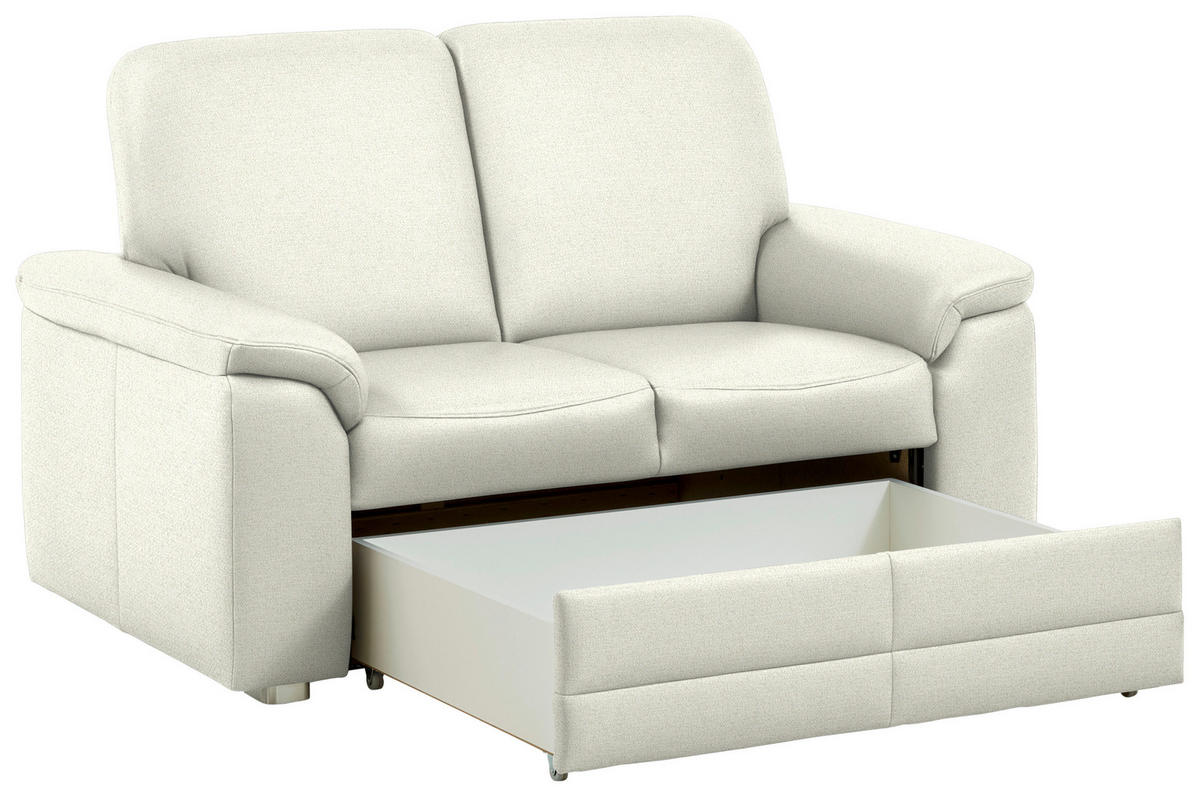 2-SITZER-SOFA Chenille Creme  - Creme/Alufarben, Konventionell, Textil/Metall (156/96/89cm) - Beldomo Comfort
