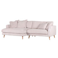 HÖRNSOFFA i manchester beige  - beige/naturfärgad, Romantik / Lanthus, trä/textil (140/270cm) - Livetastic