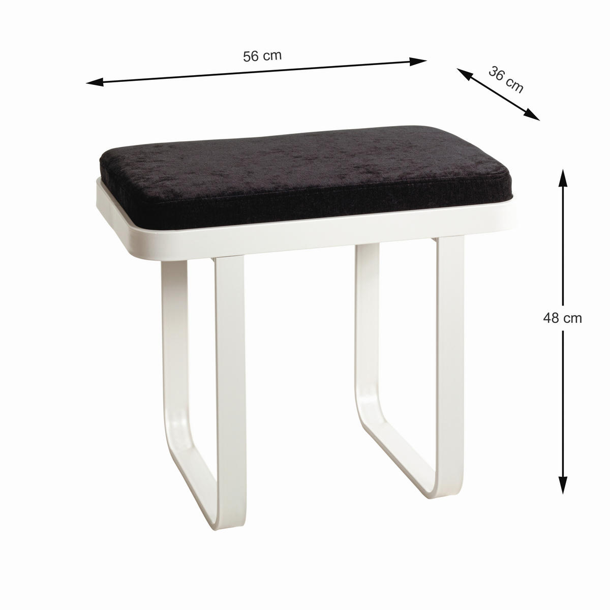 SITZBANK 56/48/36 cm Mikrofaser Creme, Schwarz  - Creme/Schwarz, KONVENTIONELL, Textil/Metall (56/48/36cm)