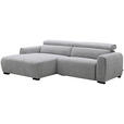 ECKSOFA in Mikrofaser Hellgrau  172/256 cm  - Hellgrau/Schwarz, Design, Textil/Metall (172/256cm) - Carryhome