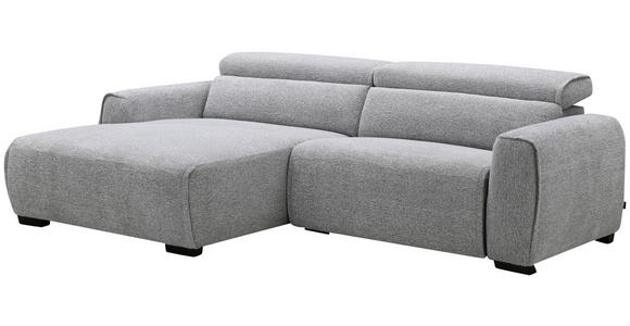 ECKSOFA in Mikrofaser Hellgrau  172/256 cm  - Hellgrau/Schwarz, Design, Textil/Metall (172/256cm) - Carryhome