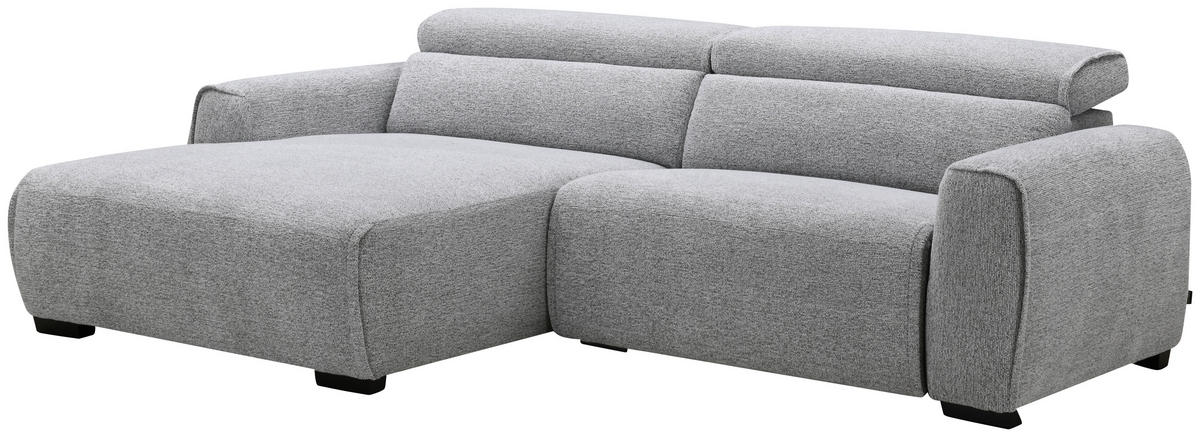 ECKSOFA Hellgrau Mikrofaser  - Hellgrau/Schwarz, Design, Textil/Metall (172/256cm) - Carryhome