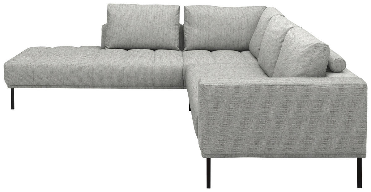 ECKSOFA  in Flachgewebe Silberfarben  270/308 cm  - Silberfarben/Schwarz, Design, Textil/Metall (270/308cm) - Pure Home Lifestyle