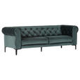 3-SITZER-SOFA in Samt Grün, Petrol  - Petrol/Schwarz, Trend, Textil/Metall (220/75/90cm) - Carryhome