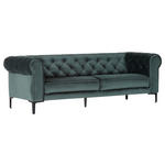 3-SITZER-SOFA in Samt Grün, Petrol  - Petrol/Schwarz, Trend, Textil/Metall (220/75/90cm) - Carryhome