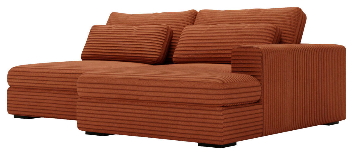 ECKSOFA Bronzefarben Cord  - Schwarz/Bronzefarben, Design, Kunststoff/Textil (223/158cm) - home24