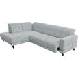 ECKSOFA in Webstoff Hellgrau  216/302 cm  - Hellgrau/Schwarz, Design, Holz/Textil (216/302cm) - Xora