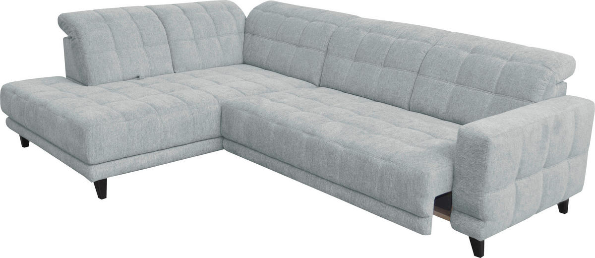 ECKSOFA in Webstoff Hellgrau  - Hellgrau/Schwarz, Design, Holz/Textil (216/302cm) - Xora