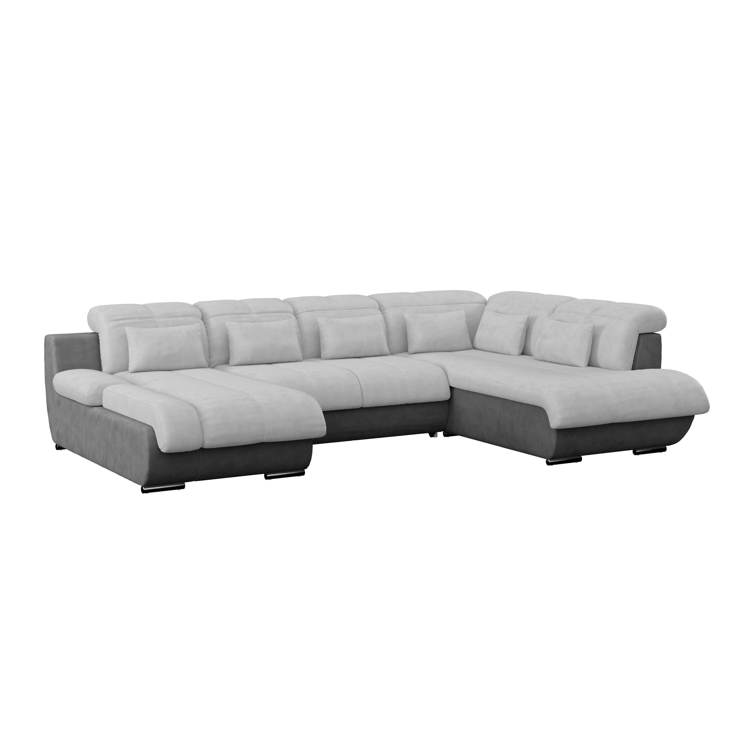 WOHNLANDSCHAFT Hellgrau, Dunkelgrau, Grau Mikrofaser  - Chromfarben/Dunkelgrau, MODERN, Textil/Metall (184/345/228cm) - MID.YOU