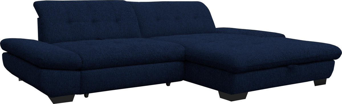 ECKSOFA in Mikrofaser Blau  - Blau/Schwarz, Design, Textil/Metall (290/198cm) - Xora