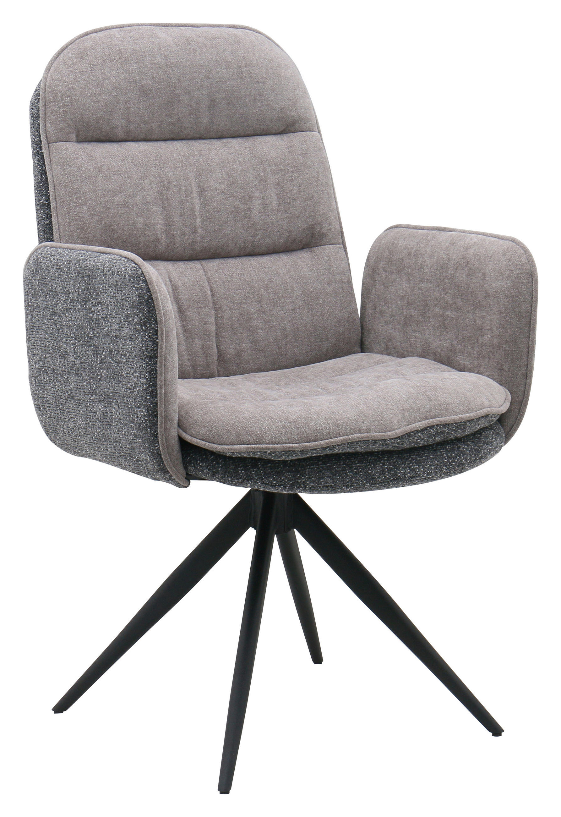 ARMLEHNSTUHL  Sitzfläche 360° drehbar Webstoff  Grau, Schwarz, Dunkelgrau  - Dunkelgrau/Schwarz, MODERN, Textil/Metall (62.5/99/71cm) - Livetastic