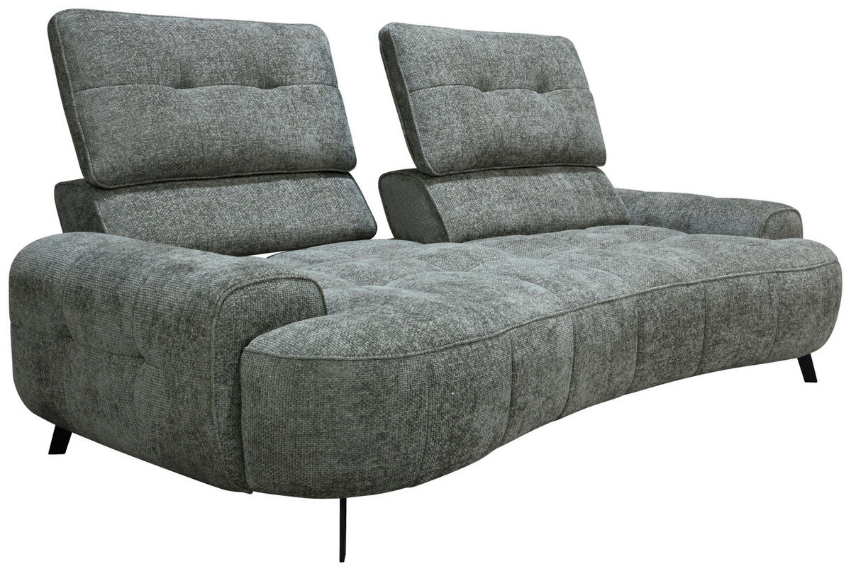 2-SITZER-SOFA Chenille Grau  - Schwarz/Grau, Design, Kunststoff/Textil (230/84/104/111/122cm) - Livetastic
