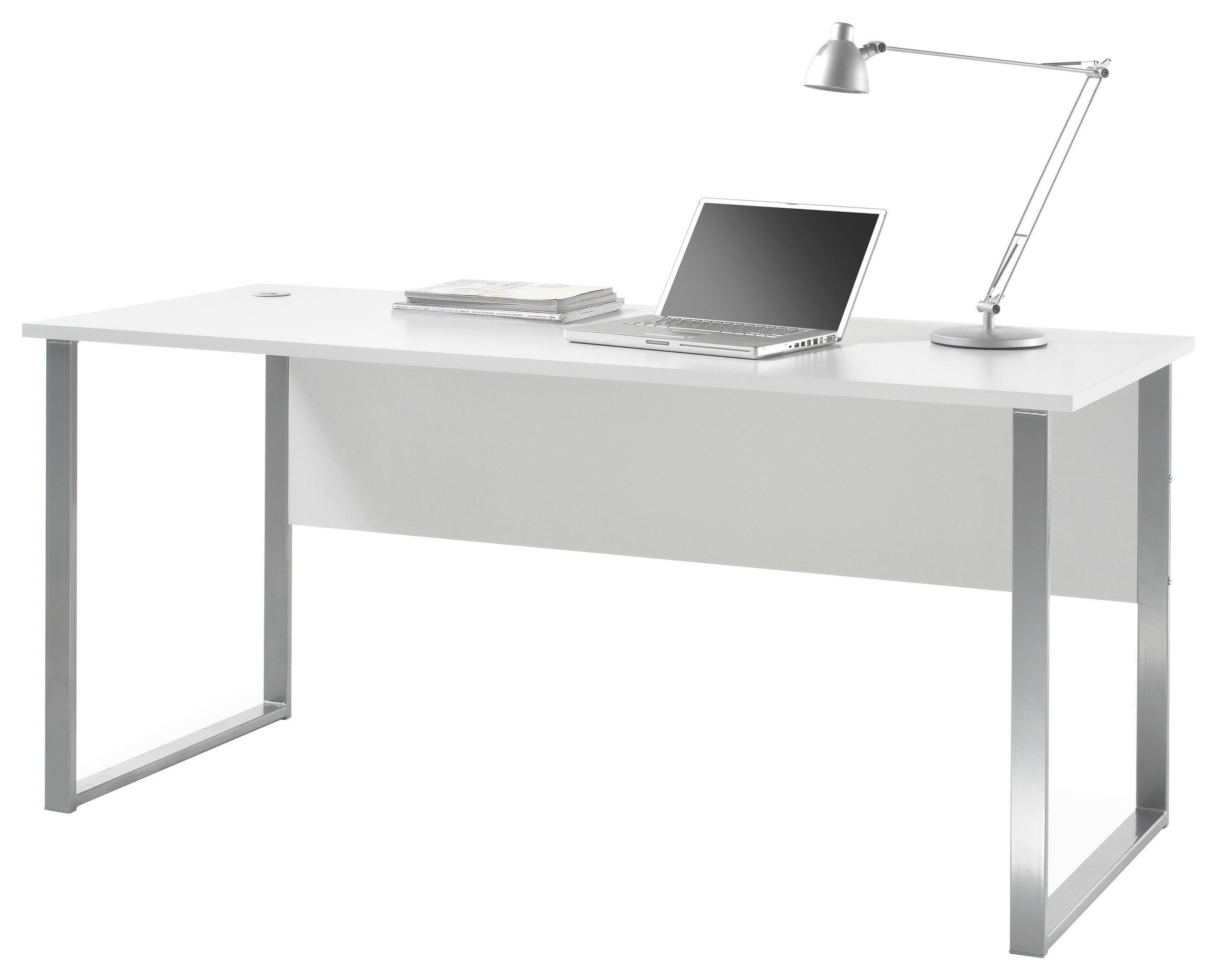 SCHREIBTISCH 170/73/77 cm  in Silberfarben, Hellgrau  - Silberfarben/Hellgrau, Design, Holzwerkstoff/Metall (170/73/77cm) - MID.YOU