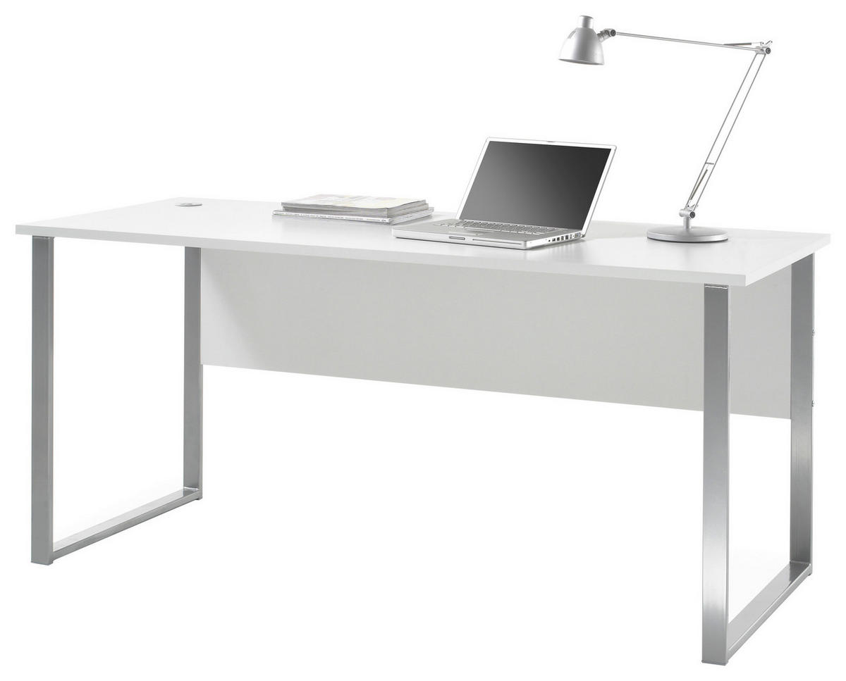 SCHREIBTISCH 170/73/77 cm  in Silberfarben, Hellgrau  - Silberfarben/Hellgrau, Design, Holzwerkstoff/Metall (170/73/77cm) - MID.YOU