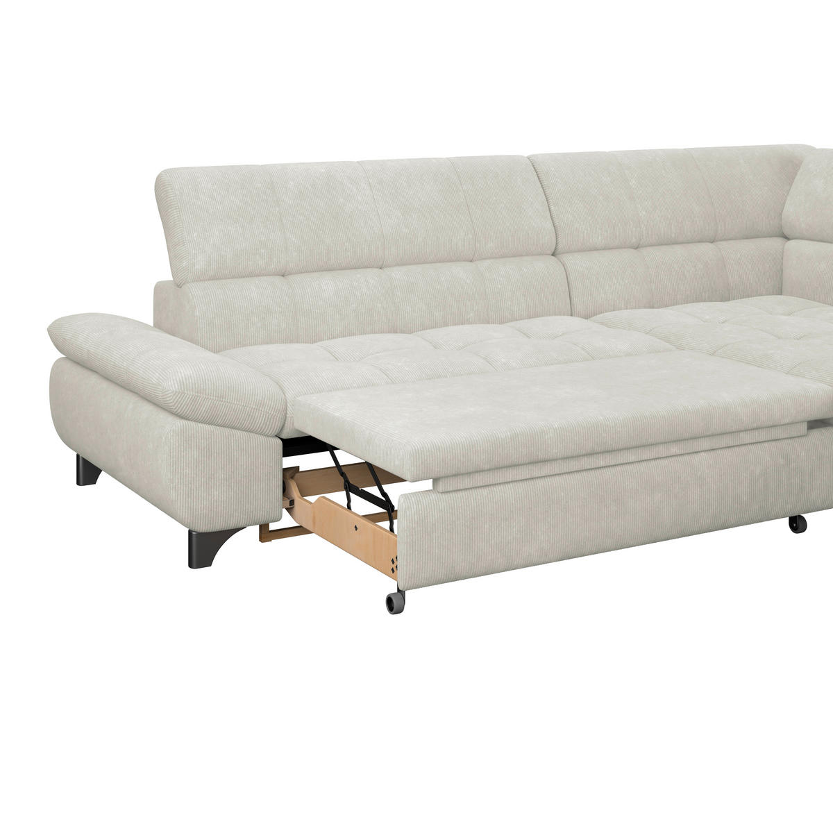 ECKSOFA Creme Chenille  - Chromfarben/Creme, KONVENTIONELL, Textil/Metall (312/234cm) - Livetastic