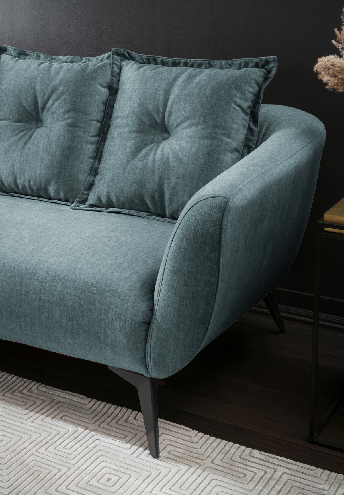 3-SITZER-SOFA in Velours Blau  - Blau/Schwarz, Modern, Holz/Textil (236/94/103cm) - Livetastic