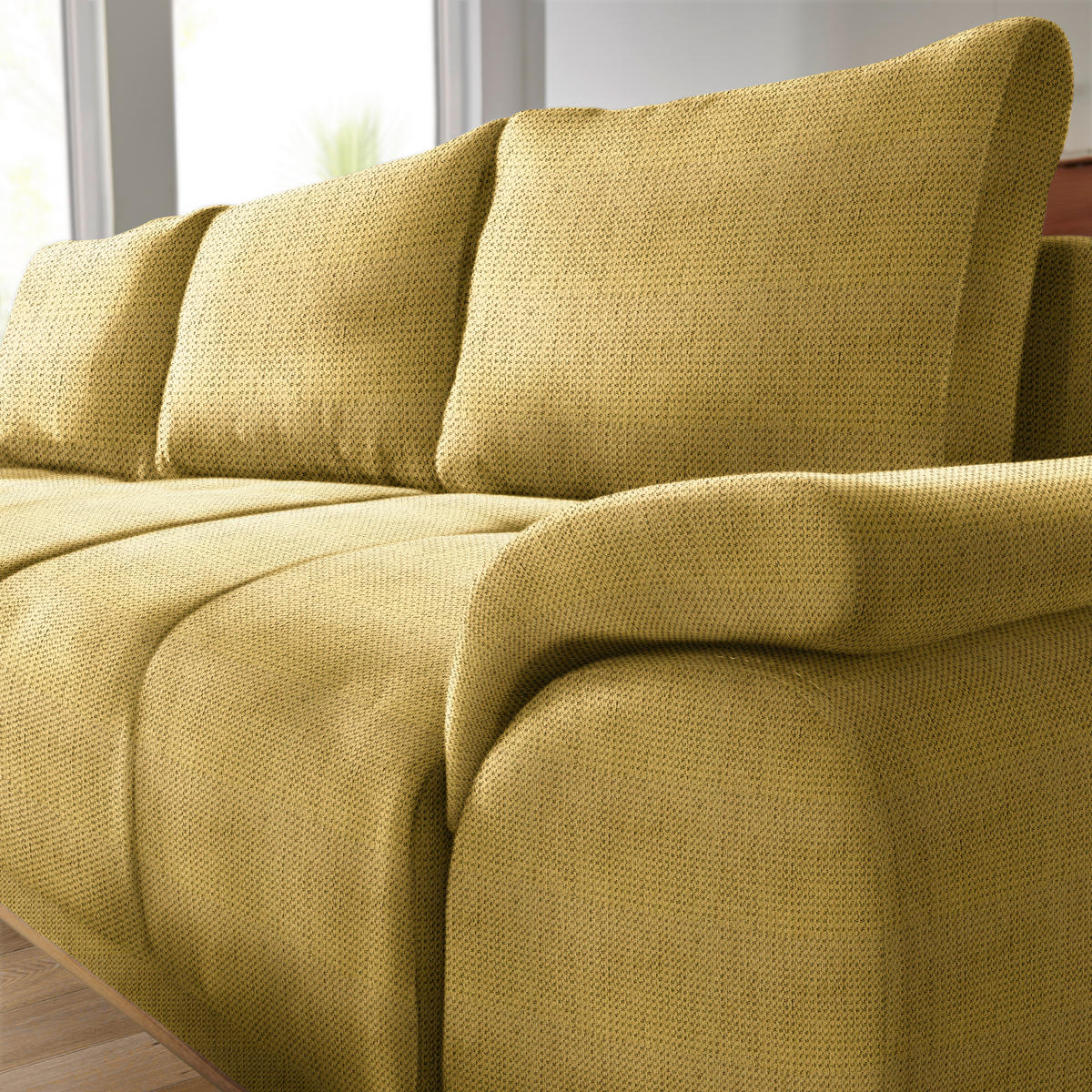ECKSOFA in Chenille Goldfarben  - Goldfarben/Schwarz, Modern, Textil/Metall (168/262cm) - home24