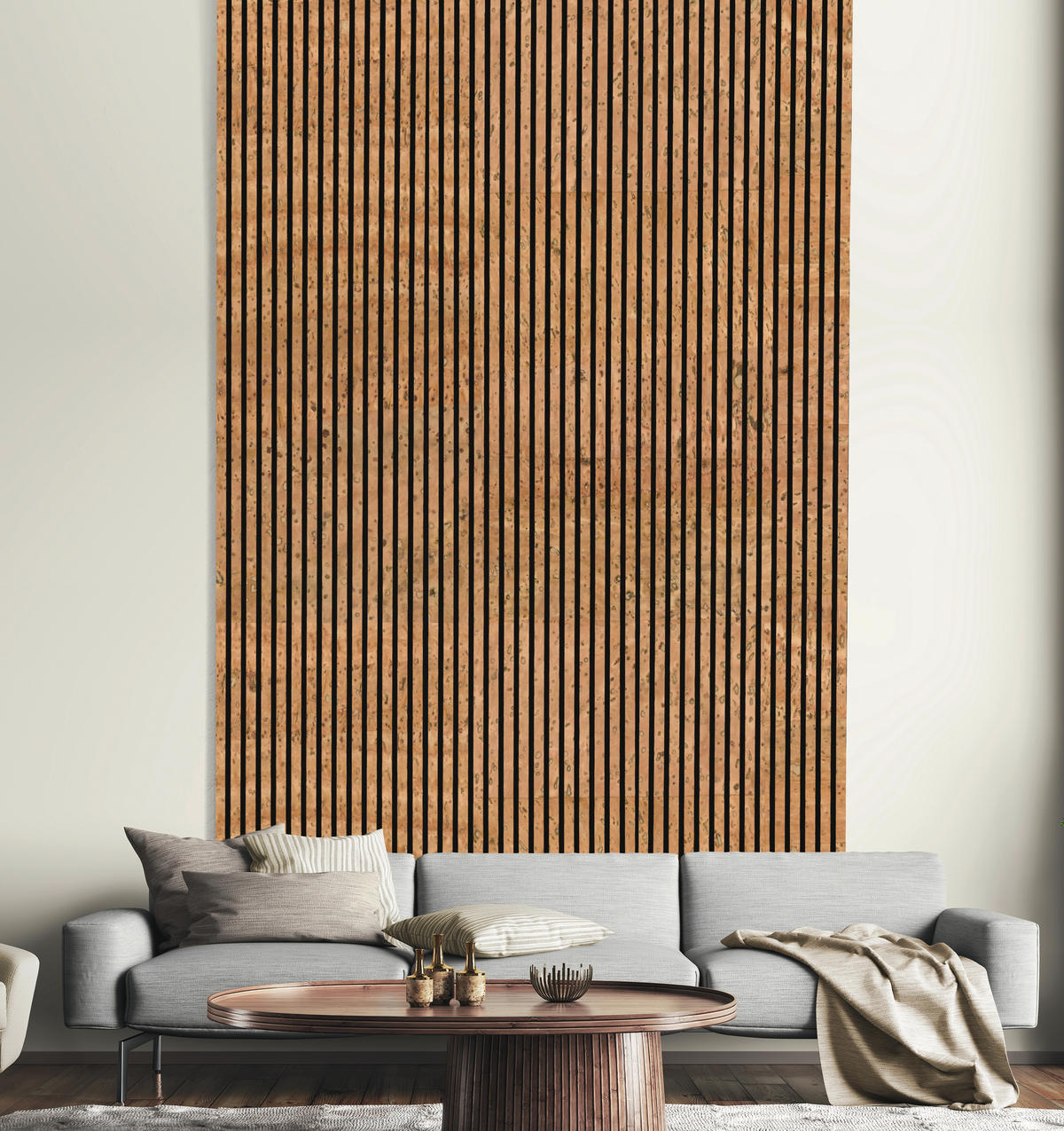 AKUSTIKPANEEL Kork foliert 57.25/1.9/240 cm  - Beige, KONVENTIONELL, Holz/Textil (57.25/1.9/240cm)
