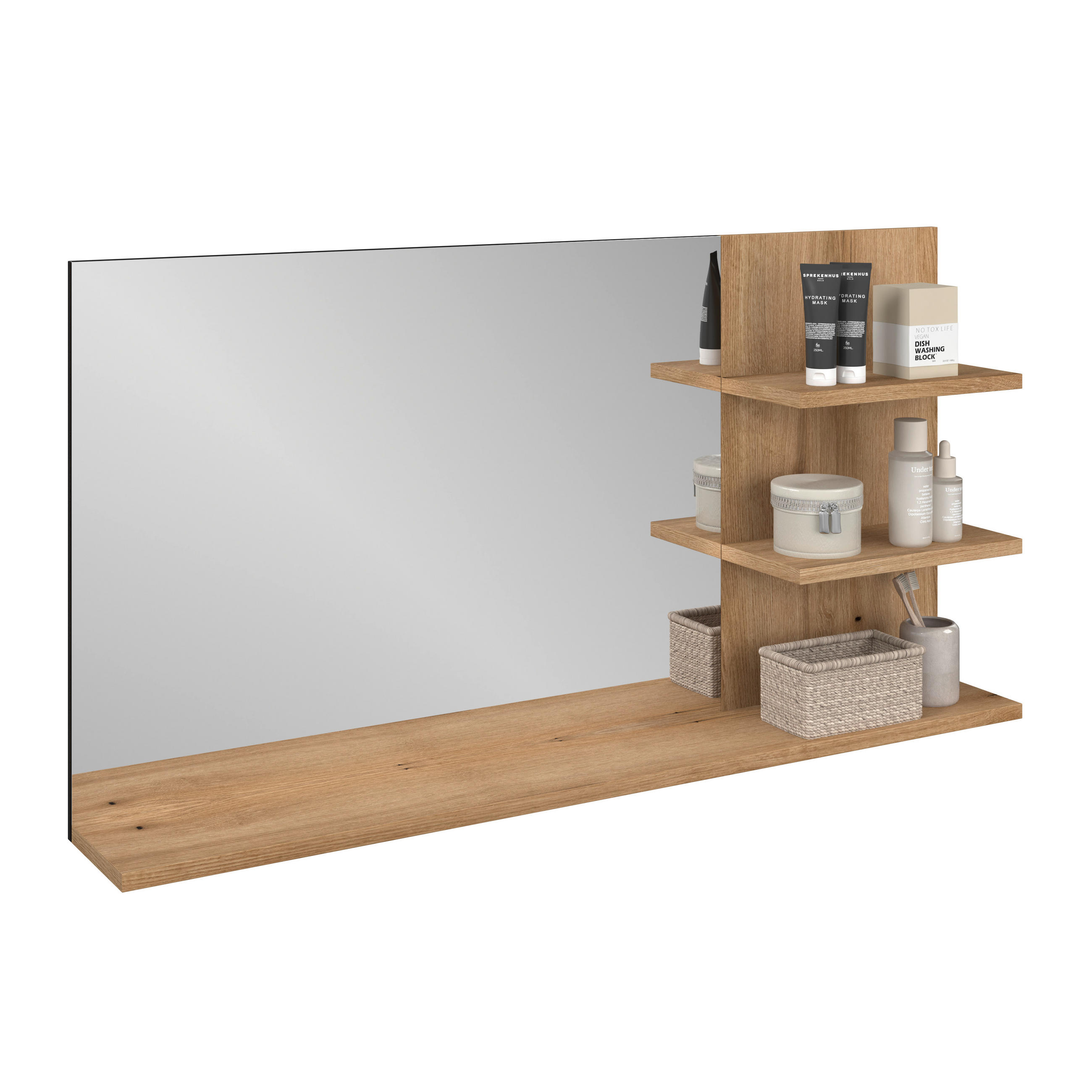 BADEZIMMERSPIEGEL 135/70/20 cm  - Eichefarben/Anthrazit, MODERN, Glas/Holzwerkstoff (135/70/20cm) - MID.YOU