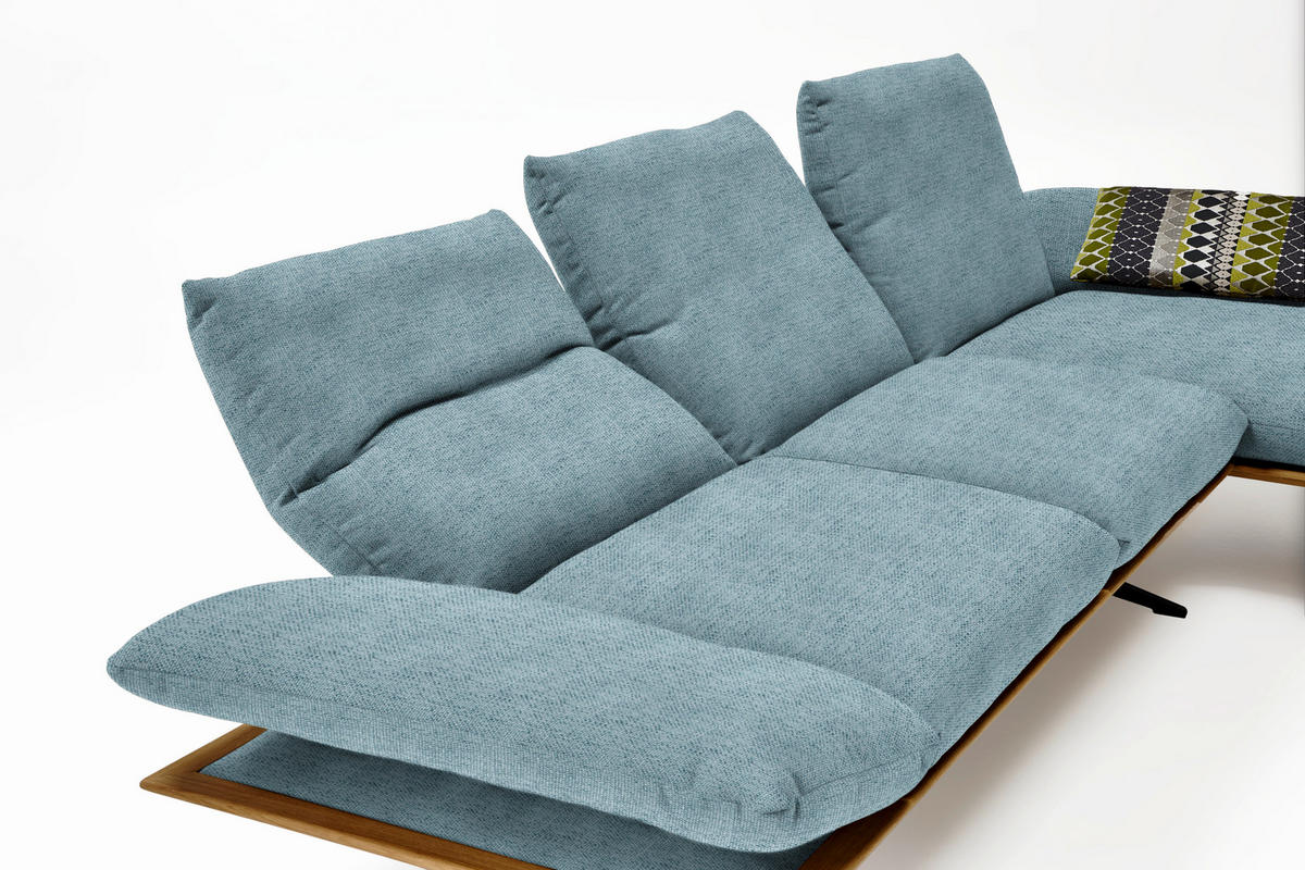 ECKSOFA in Flachgewebe Hellblau  314/159 cm  - Schwarz/Hellblau, Design, Holz/Textil (314/159cm) - Dieter Knoll