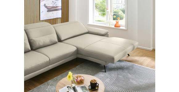 ECKSOFA in Echtleder Ecru  - Ecru/Schwarz, Design, Leder/Metall (332/193cm) - Dieter Knoll