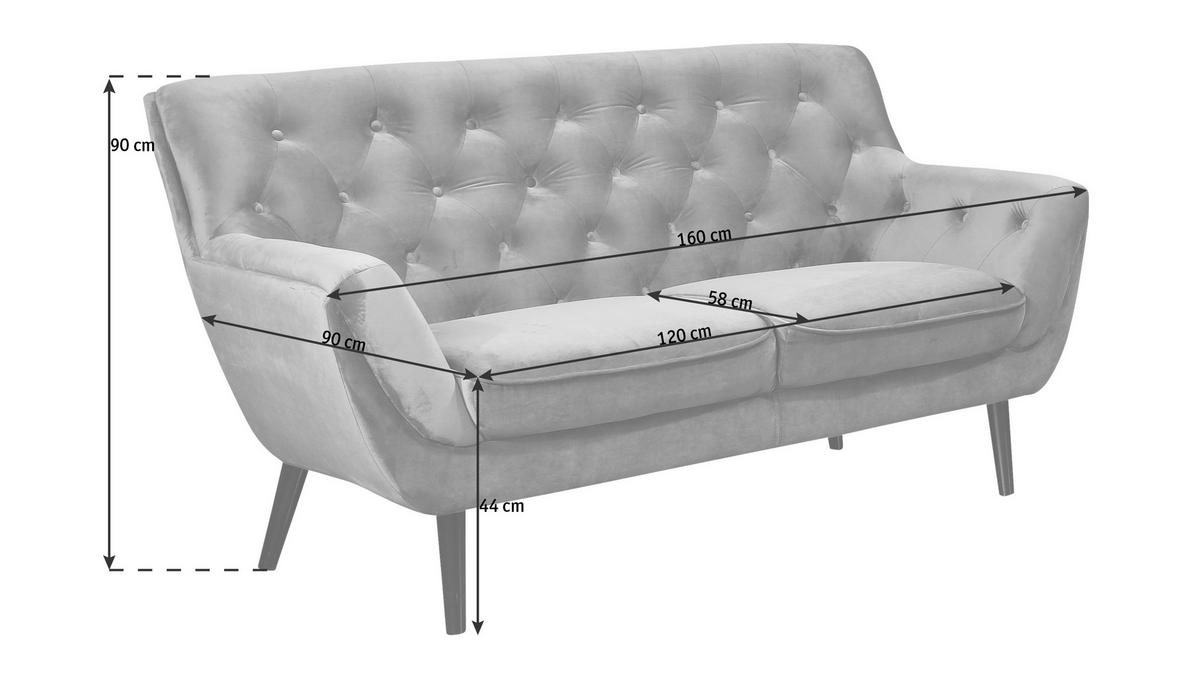 CHESTERFIELD SOFA siva  - siva/crna, Trendi, tekstil (160/90/90cm) - Stylife