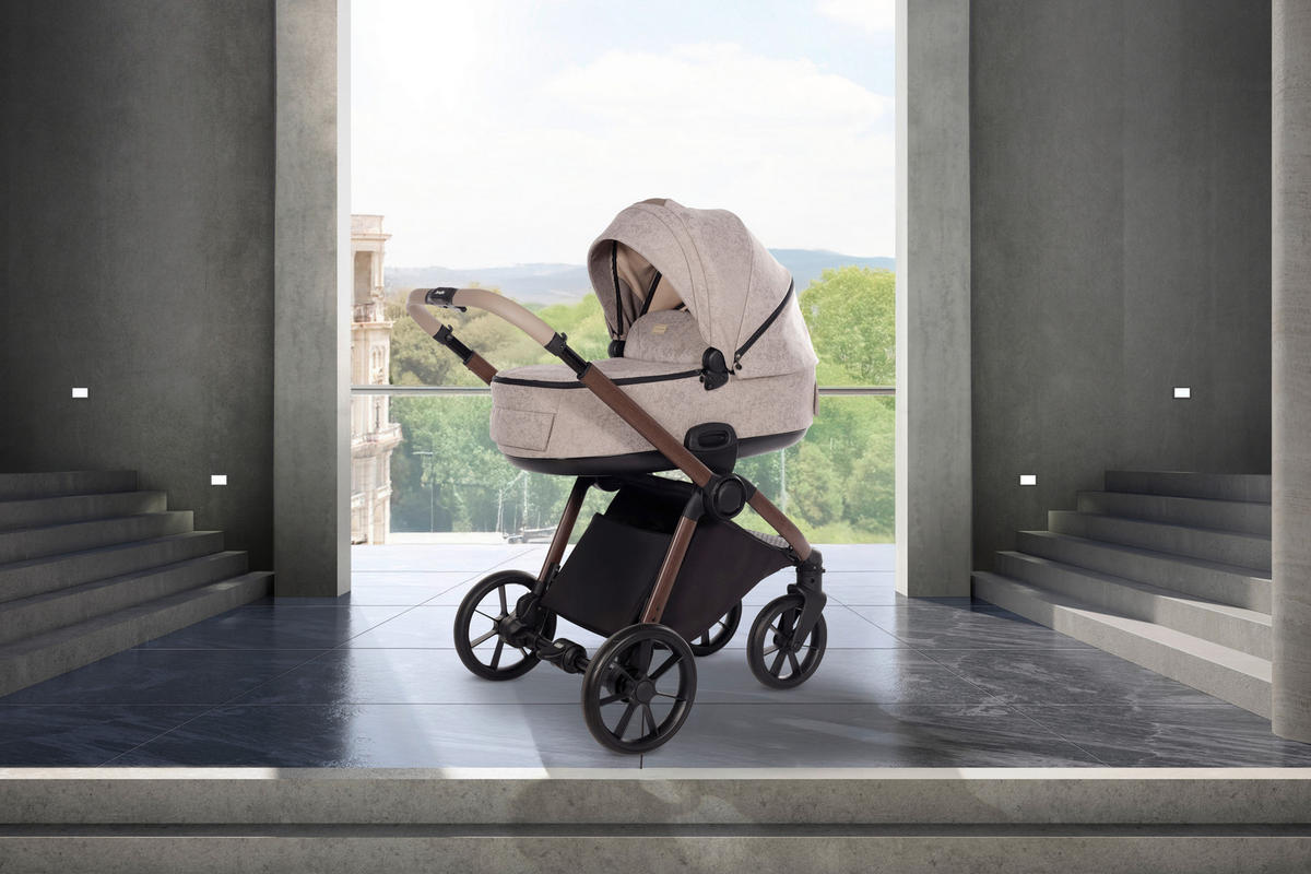 KINDERWAGENSET  Facetty  Vanilla Mousse  - Beige/Braun, Design, Textil/Metall (104,5/62/94cm) - Jimmylee