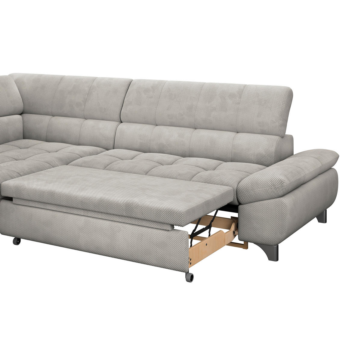 ECKSOFA Beige Chenille  - Chromfarben/Beige, KONVENTIONELL, Textil/Metall (234/312cm) - Livetastic