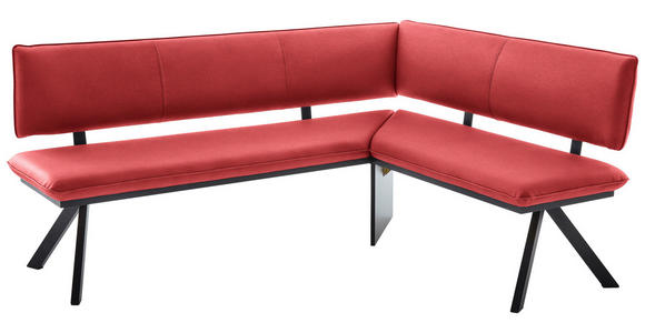 ECKBANK 180/140 cm in Rot, Schwarz - Rot/Schwarz, MODERN, Textil/Metall (180/140cm) - Cantus