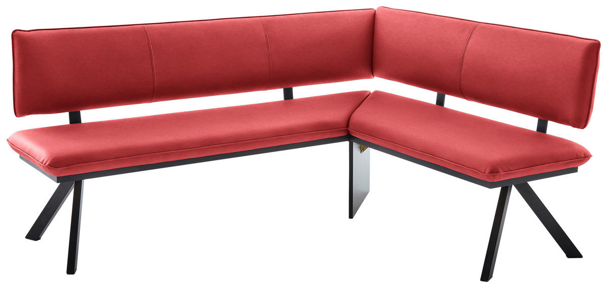 ECKBANK 205/165 cm  in Rot, Schwarz  - Rot/Schwarz, MODERN, Textil/Metall (205/165cm) - Cantus