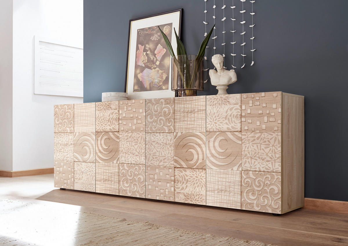SIDEBOARD  241/84/42 cm  - Eichefarben/Schwarz, Design, Holzwerkstoff/Kunststoff (241/84/42cm) - MID.YOU