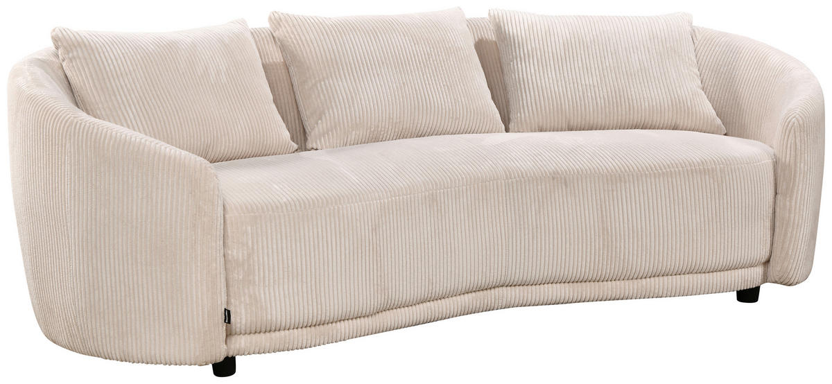 3-SITZER-SOFA Struktur, Cord Naturfarben  - Schwarz/Naturfarben, Design, Kunststoff/Textil (217/72/95cm) - Carryhome