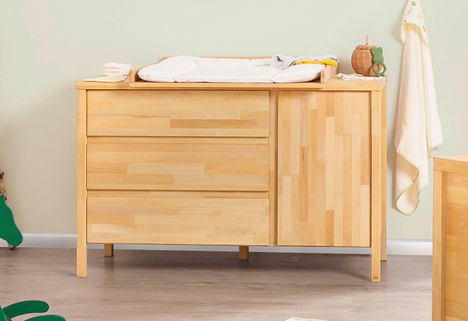 WICKELKOMMODE ENNO Buchefarben  - Buchefarben, Natur, Holz (141/100/76cm) - Pinolino